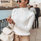 Korean Style Loose Sweater Women Pullover Casual Half Turtleneck Long Sleeve Knit Sweater Female Jumpers solid basic