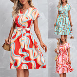 Women's Hot Style European Goods Summer 2023 New Elegant Hot Print Short-Sleeved Dress-Outfit