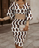 Independent Station Fashionable Fashion Printed Long-Sleeved Dress Women's Spot-Outfit
