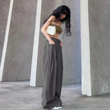 Toloer Tooling Wind Woven Pants Straight Pants Women's Casual Hanging Drop Feeling Loose Hot Girl Pants-Outfit