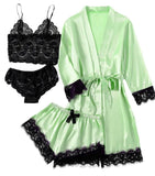 2021 New Ladies Pajamas Four-Piece Sexy Sling Skirt Set Home Lace Pajamas