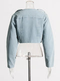 Toloer Personality Wind 2024 Autumn New Three-Dimensional Flower Denim Jacket Coat Half Body Short Skirt Suit Female-Outfit