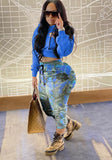 Winter Casual Long Sleeve Cropped Hoodies and Printed Sweatpants 2 Piece