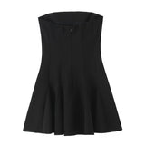 Wide Swing Tear Dress 2025 Summer Sexy Shoulder Repair Short A-Word Mini-Skirt