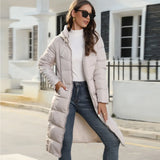 Winter Hooded Women's Cotton-Padded Jacket Women Long Slim Cotton-Padded Jacket Warm Down Cotton-Padded Jacket Women's Coat-Outfit
