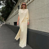 2025 New Women's Temperament Fashion Round Collar Loose Top Folded Dress