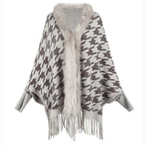 Women Coats & Jackets for Winter Plaid Tassel Thick Warm Knitted Sweater Oversized Capes & Ponchos Autumn Outwear