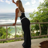 Contrast Spaghetti Strap Bodycon Maxi Dress-Outfit