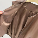 Collar Solid Color Sleeveless Leather Vest Coat Women's Autumn 2025 New Korean Fashion Stacked On The Kan