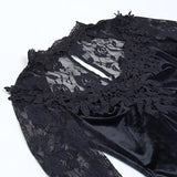 Autumn New Style Sexy Micro-Transparent Slim Dress Dark Lace Fishtail Long-Sleeved Dress Woman-Outfit