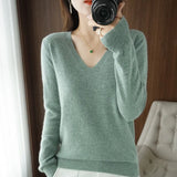 Winter Knitted Pullovers Cashmere Sweater Women V-neck 2022 Soft Knitwear Jumpers Basic Sweaters New Bottoming Tops