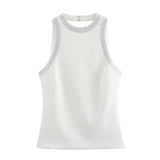 New Female Temperament Dress-Up Round Collar Sleeveless Back Hot Diamond Design Vest Top