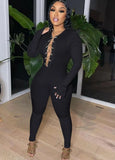 Winter Sexy Chain Lace-up Long Sleeve Tight