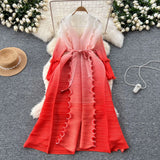 Strap Long Three-Home Folded Coat Female Fashionable Gradient Wood Ear Pressure