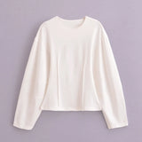 New Double-Sided Round Collar Blouse 3641859 Elastic Casual Trousers