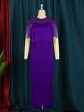 Mesh Splicing Tuxedo Round Collar Dress High Waist Repair Dinner Sexy Ass Skirt