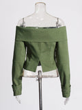 Toloer Street Coat Autumn 2024 New One-Word Lapel Zipper Stitching Design Sense Short Jacket Girl-Outfit