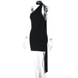 Black Drape Bandage Mini Dress-Outfit