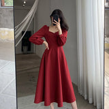 Toloer Style Little Black Dress Female 2024 Summer New Retro V-Neck Show Thin Knee Black Dress Dress-Outfit