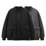 Toloer / Winter 2023 New Women's Washed Cotton Jacket Loose Pocket Pilot Jacket-Outfit