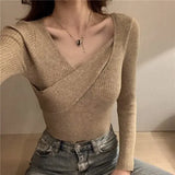 Casual Bottoming Pullover Knitted Jumper All-match Slim Fit Sweater Women Long Sleeve Solid Autumn Winter Clothes Women