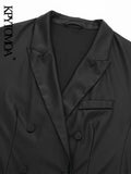 Women Fashion Double Breasted Faux Leather Waistcoat Vintage Sleeveless Flap Pockets Female Outerwear Chic Vest