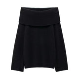 Women's Clothing New Pure Color Long Sleeve Straight Shoulder Collar