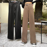 Toloer Leg Pants Women 2023 Autumn Dress New Korean Version Of High Waist Pendant Suit Pants Retro Student Casual Pants Women's