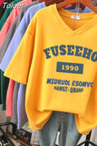 100% Cotton M-6XL T Shirt Letter Print 90S Tshirt Short Sleeve Women's Top Summer Couple O Neck Oversized T