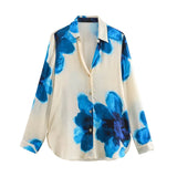 Casual Fashion Set Vertical Trousers Women's Autumn Big Flower Print