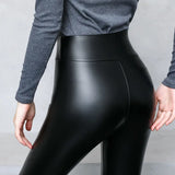pants Black faux leather pants women warm High Waist fleece leggings fashion tights winter clothes women 2022 fall
