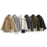 Women's Clothing 2025 Autumn And Winter New Fashion Wool Coat Thick Loose With Scarf Tid