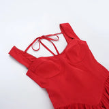 Chiffon Lace Up Bow A-line Mini Dress-Outfit