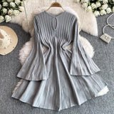 High-End Knitted Dress Women Autumn And Winter Royal Sister Temperament Dating Short Skirt French Waist Sweater