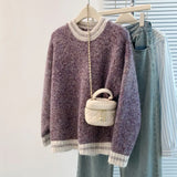Toloer And Winter Dress New Women's Sweater Women's Korean Round Collar Bumpy Long-Sleeved Knitted Jersey Women Loose Thin
