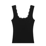 Trims With A Bow Trim With Elastic Vest 2025 Summer U-Neck Sleeveless Short Top