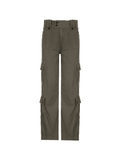 Buttoned Straight-Leg Cargo Jeans-Outfit
