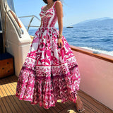 Toloer Spot 2024 Spring And Summer New Female Fashion Temperament Large Long Print Halenders Dress-Outfit