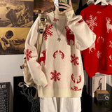Christmas sweater pullover long-sleeved oversized men sweater couple autumn winter elk knit Hong Kong women's streetwear