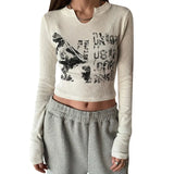 Women Gothic T-shirts Crop Tops Fall Winter y2k Clothes 2024 Fashion Classic Slim Long Sleeve Print Streetwear Tops-Outfit