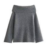 Women's New Autumn And Winter Temperament Long-Sleeved Shoulder Simple Sweater Knitted