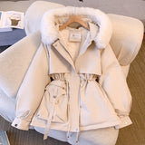 Short Style To Overcome The Female 2024 Winter New Korean Version Of Down Cotton Suit Thick And Velvet Large Size Warm Coat-Outfit