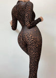 Party Sexy Leopard Print Bodycon Jumpsuit 1028-0-Outfit