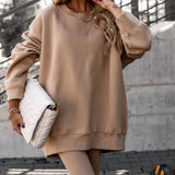 Toloer Women's Loose Round Collar Sports Fashion Long Sleeve Hoodie Winter Wear Women's A