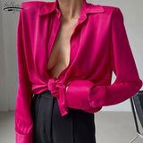 Sleeve Sexy Pink Shirt 2022 Spring and Autumn Blouse Tops Women Clothes Temperament Fashion Women Shirt Femme New