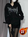 Women Hoodie Cartoon Devil Cowhorn American Retro Pullover 2024 New Couple Fashion Punk Coat Japanese Hip Hop Streetwear-Outfit