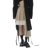 Casual Patchwork Irregular Hem Skirt For Women High Waist Loose Colorblock Mini Skirts Female Clothing 2021