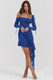 Long Sleeve Off-shoulder Ruffle Mini Dress-Outfit