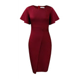 Women's 2025 Summer New Solid Color High-Waist Temperament Commuter Lotus Leaf Sleeve Office