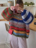 And Autumn 2025 Women's Comfortable Casual Round-Neck Loose Bump Striped Knitted